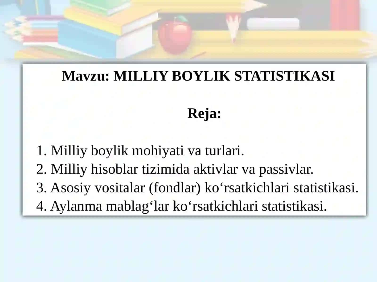 MILLIY BOYLIK STATISTIKASI 2