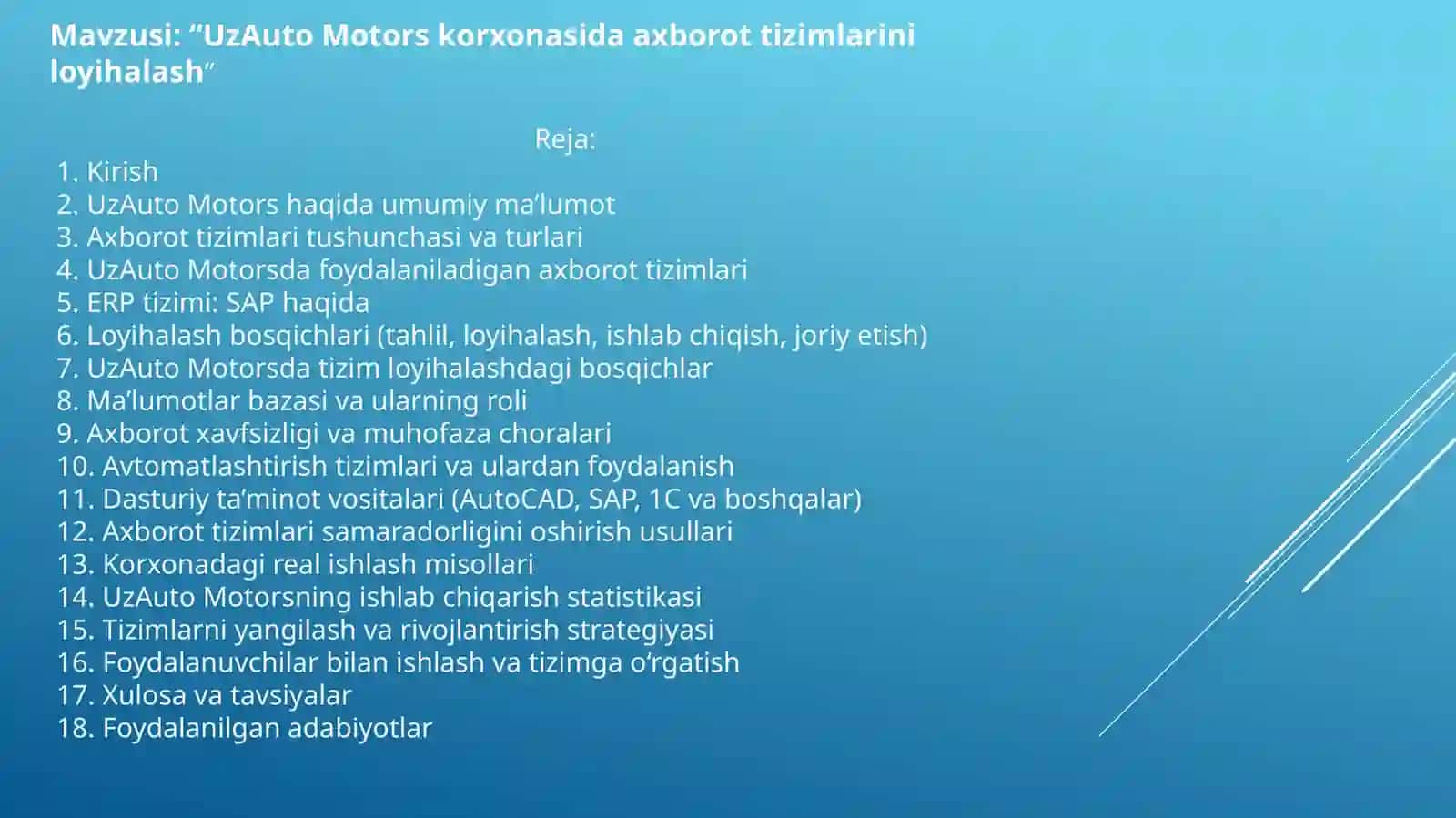 UzAutoMotors korxonasida axborot tizimlarini loyihalash 2