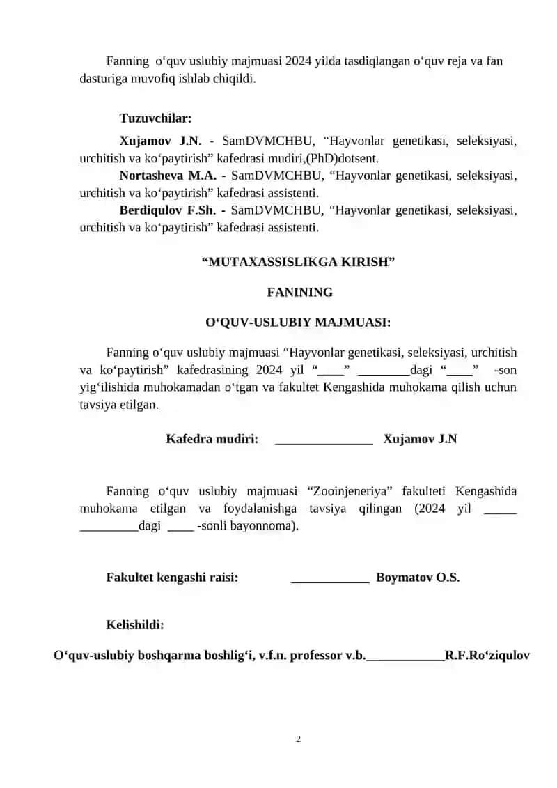 MUTAXASSISLIKGA KIRISH 2
