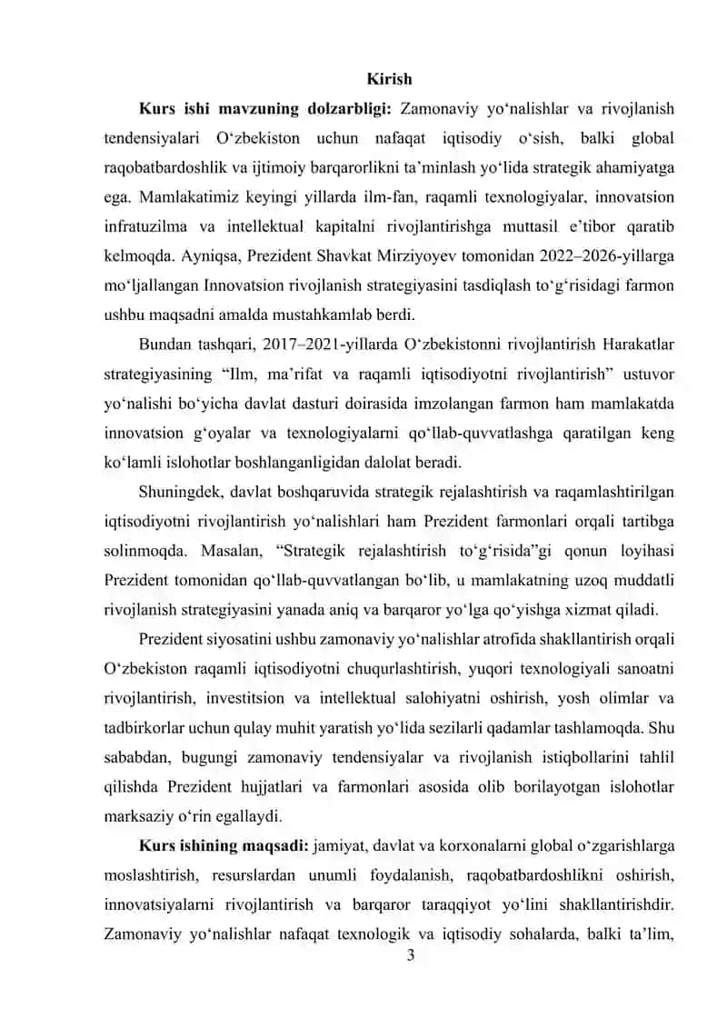 ZAMONAVIY YO‘NALISHLAR VA RIVOJLANISH TENDENSIYALARI 2