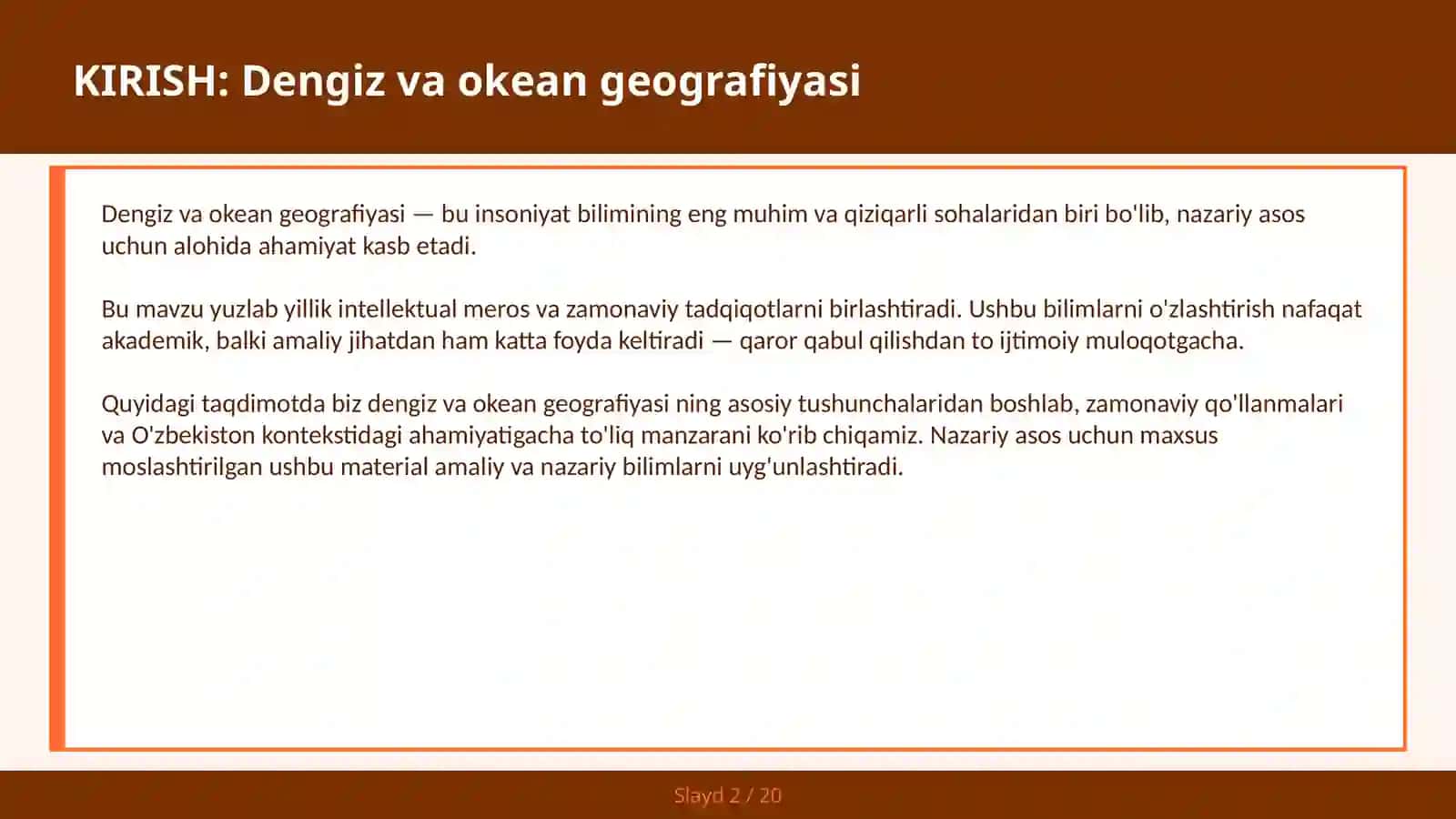Dengiz va Okean Geografiyasi 2