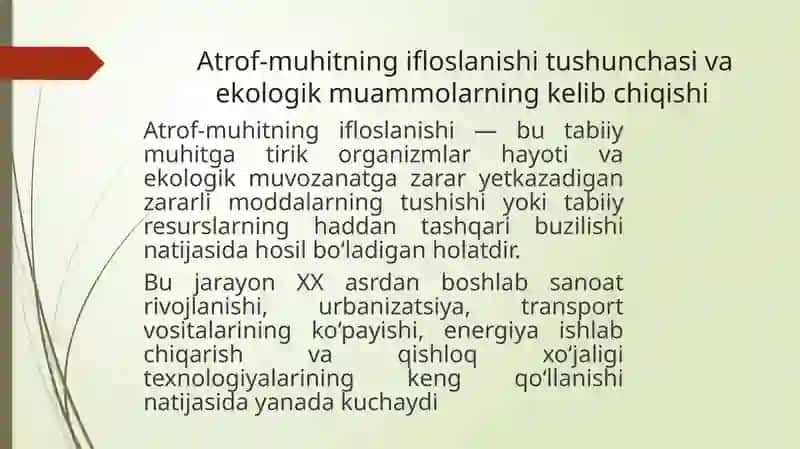 Atrof-muhitning ifloslanishi– global ekologik muammo 2