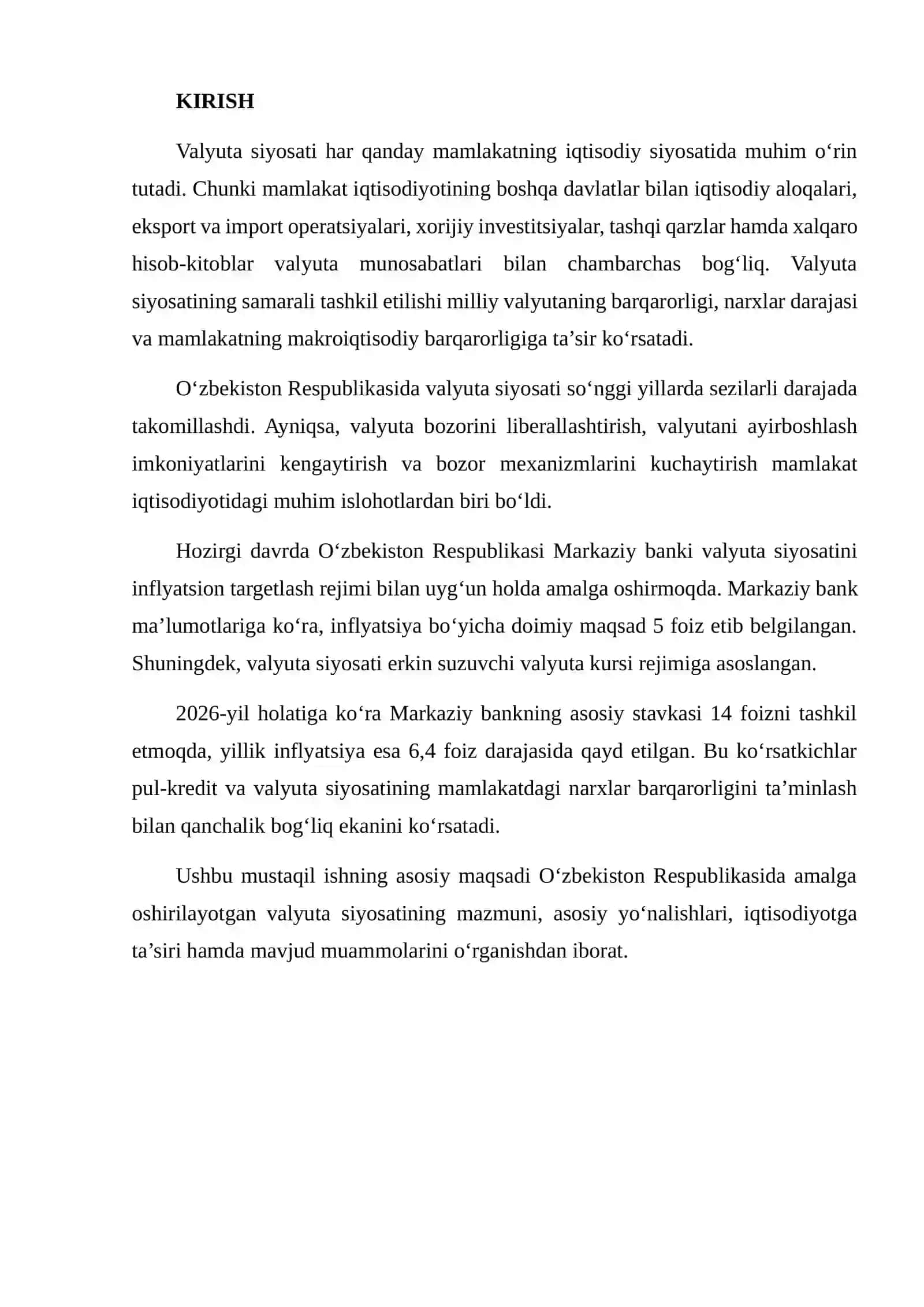 O‘ZBEKISTON RESPUBLIKASIDA VALYUTA SIYOSATI 2