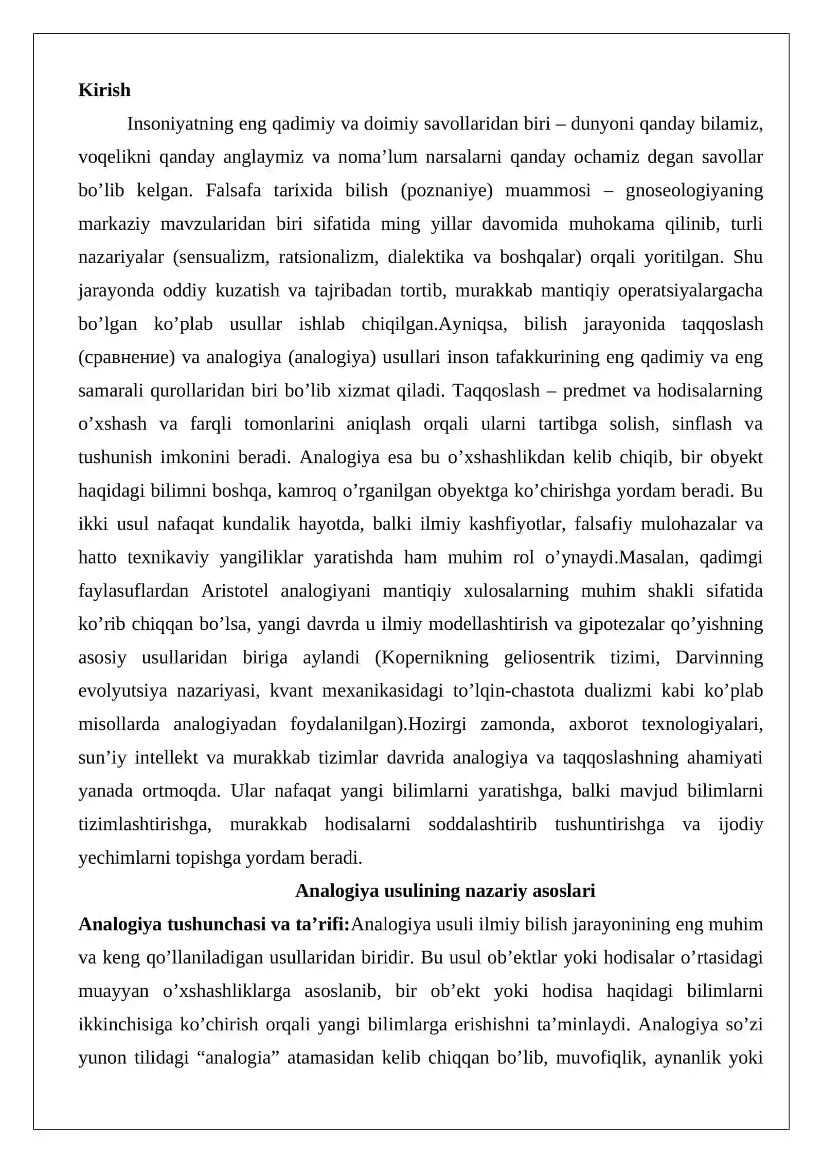 Bilishda analogiya va taqqoslash usullarining ro’li 2