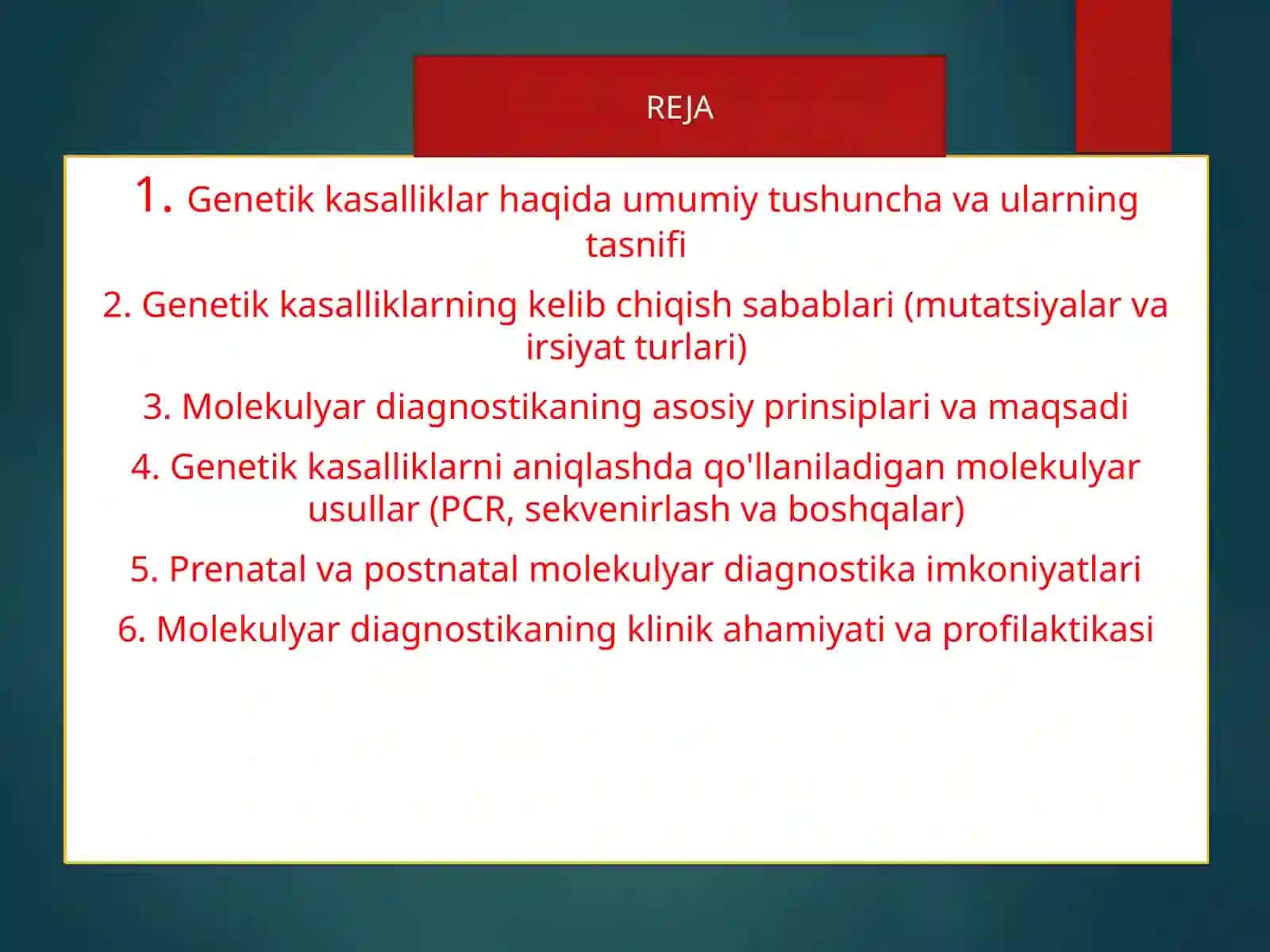Genetik xestaliklarni molekulyar diagnostikasoslar 2