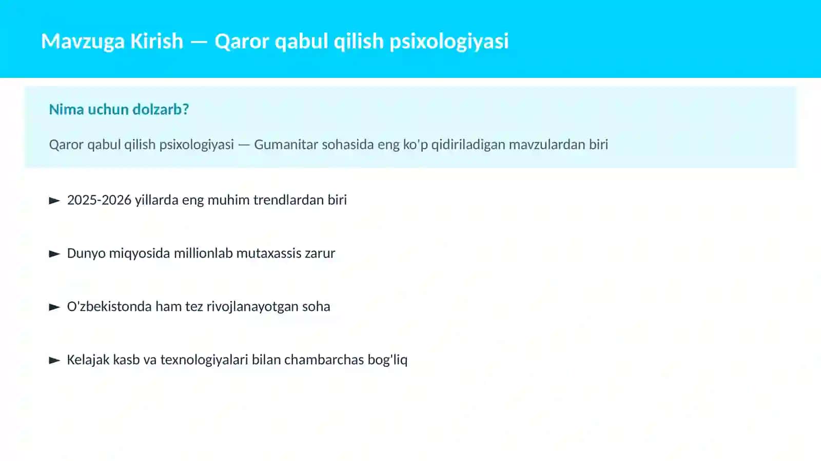 Qaror qabul qilish psixologiyasi 2