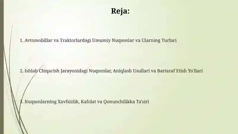 Umumiy nuqsonlar va ularning sabablari 2