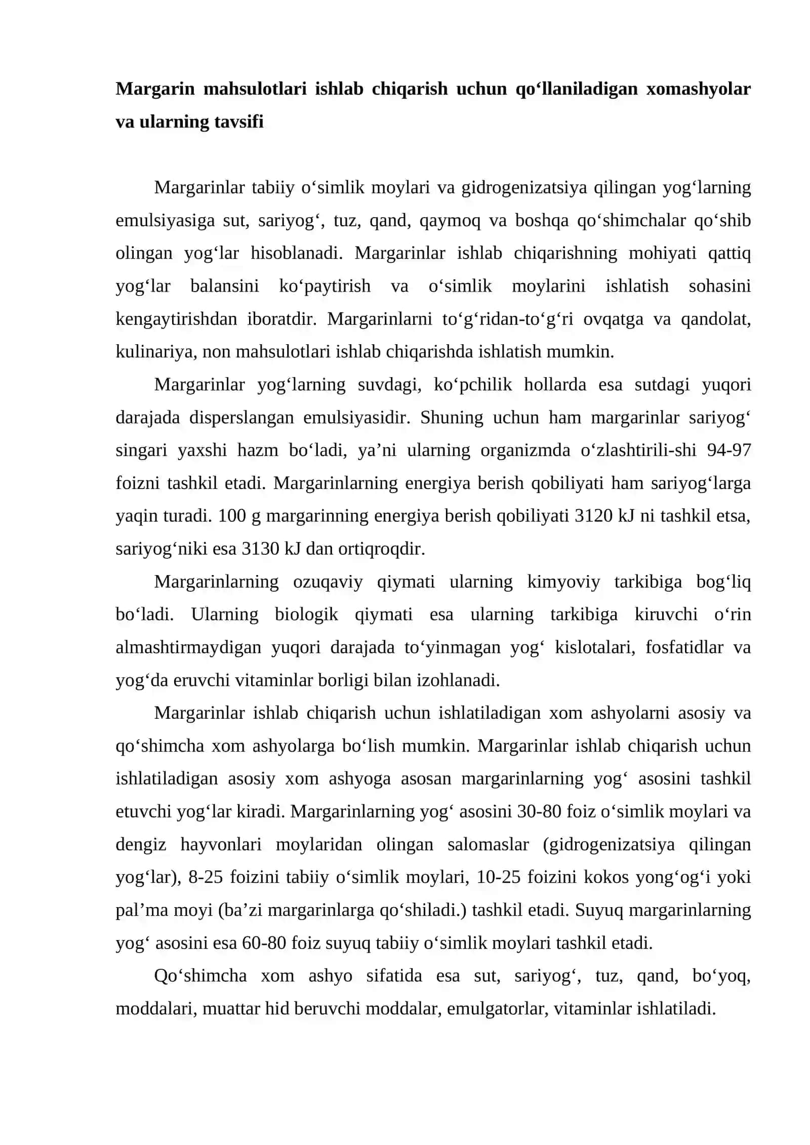 Margarin ishlab chiqarish retsepti 2