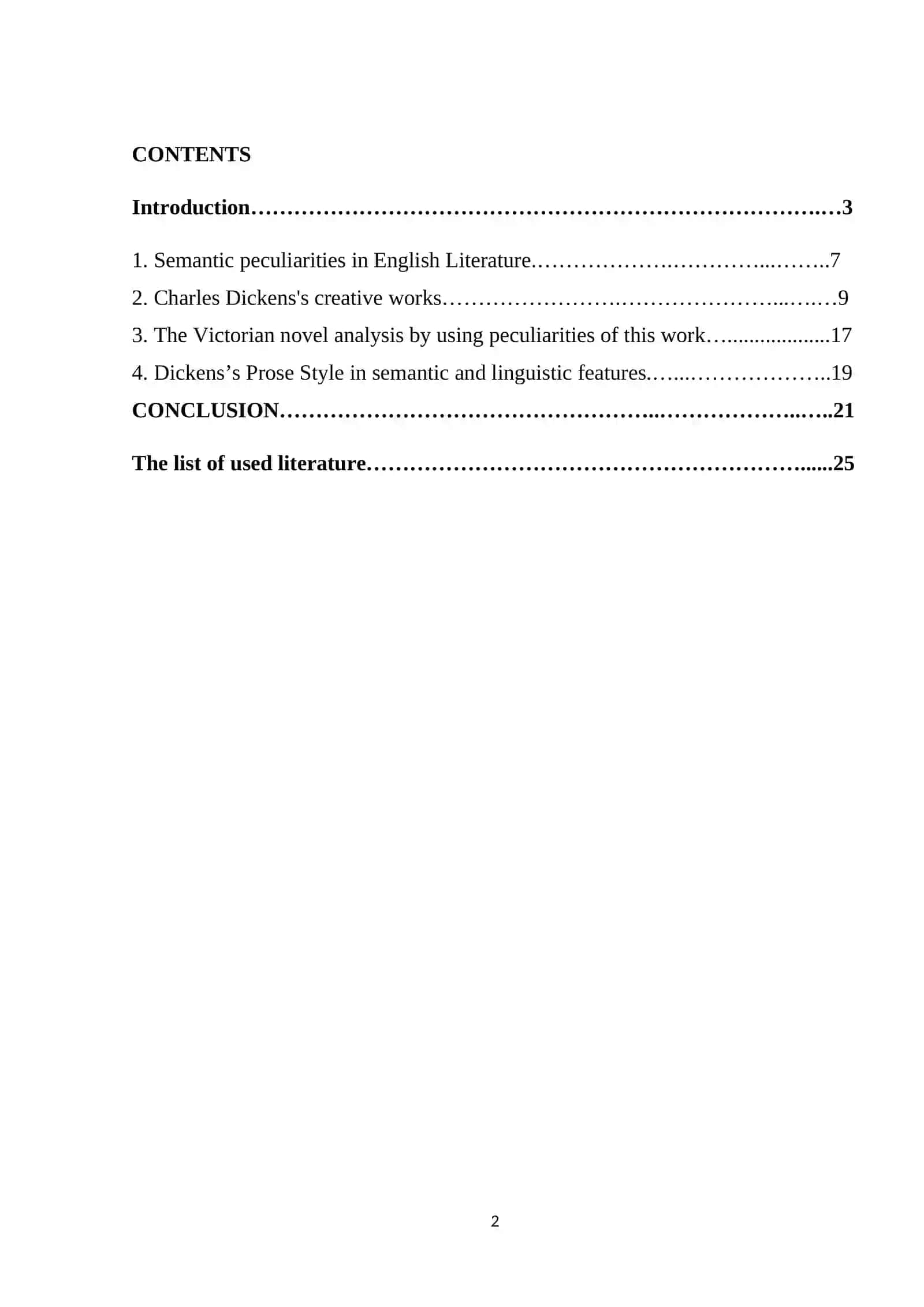 Course Work: Linguistic and Semantic Peculiarities of Charles Dickens' Creative Works 2
