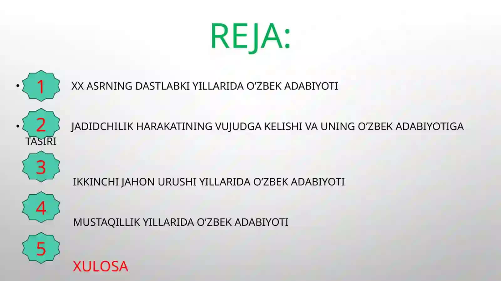 XX asr o’zbek adabiyotining til xususiyatlari 2