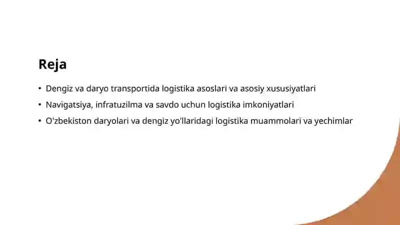 Dengiz va daryo transportida logistika xususiyatlari 2