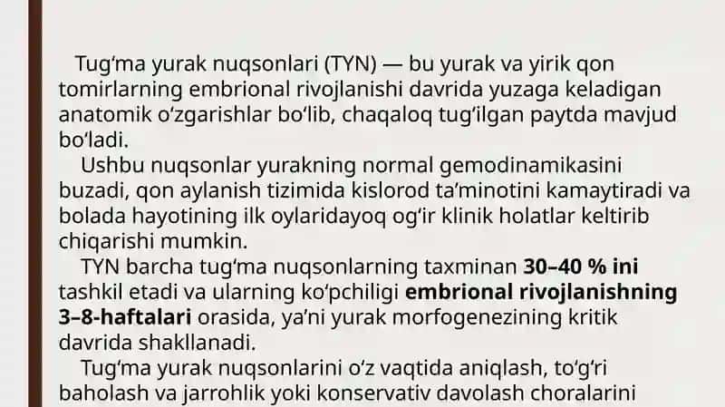 Tug‘ma yurak nuqsonlari (TYN) 2