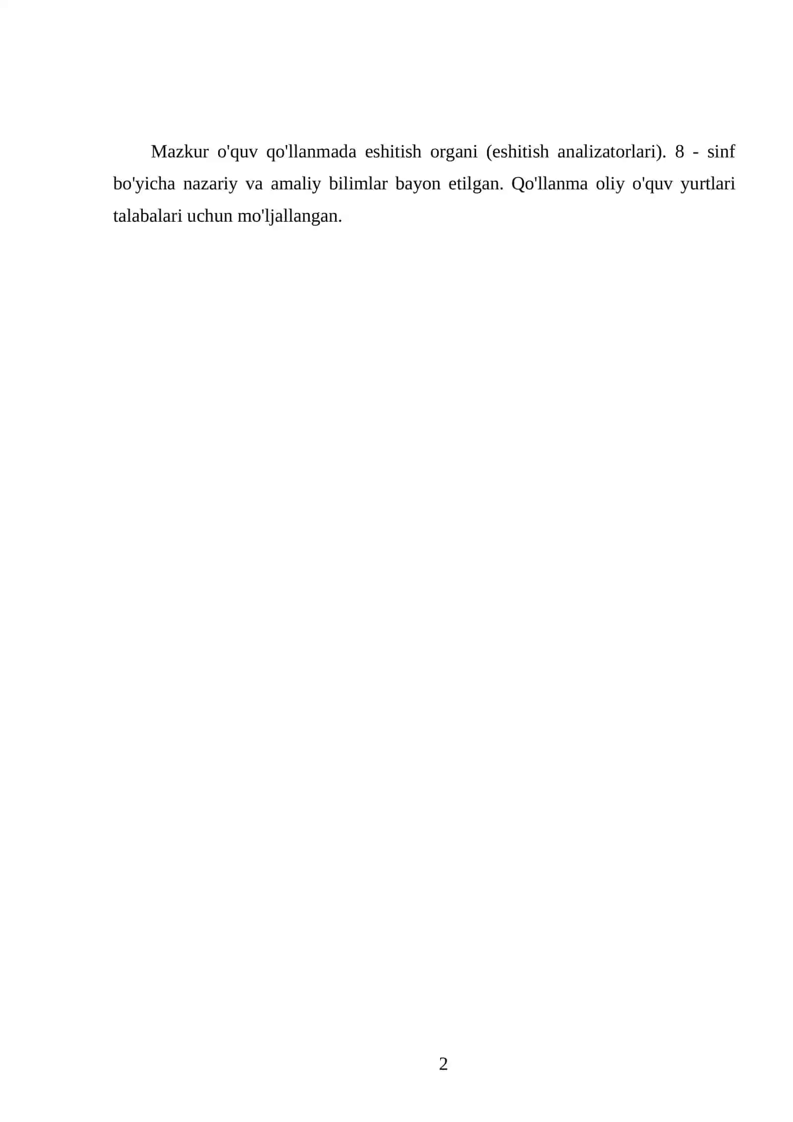 ESHITISH ORGANI (ESHITISH ANALIZATORLARI). 8 - SINF 2