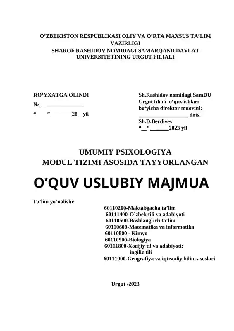 UMUMIY PSIXOLOGIYA MODUL TIZIMI 2