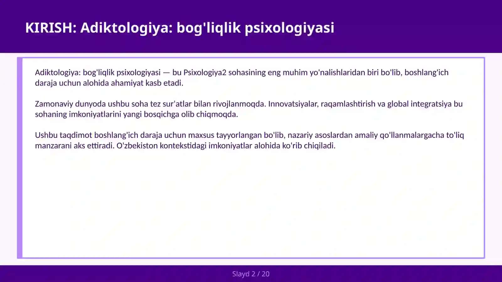 Adiktologiya: bog'liqlik psixologiyasi 2