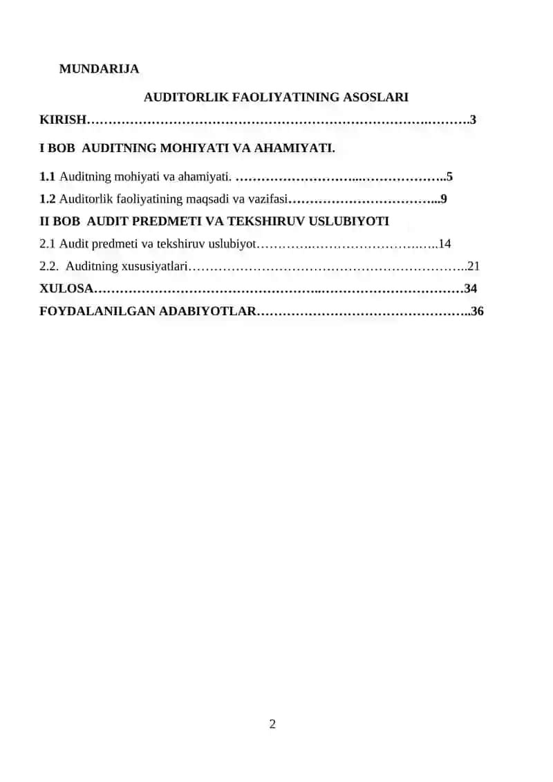 AUDITORLIK FAOLIYATINING ASOSLARI 2