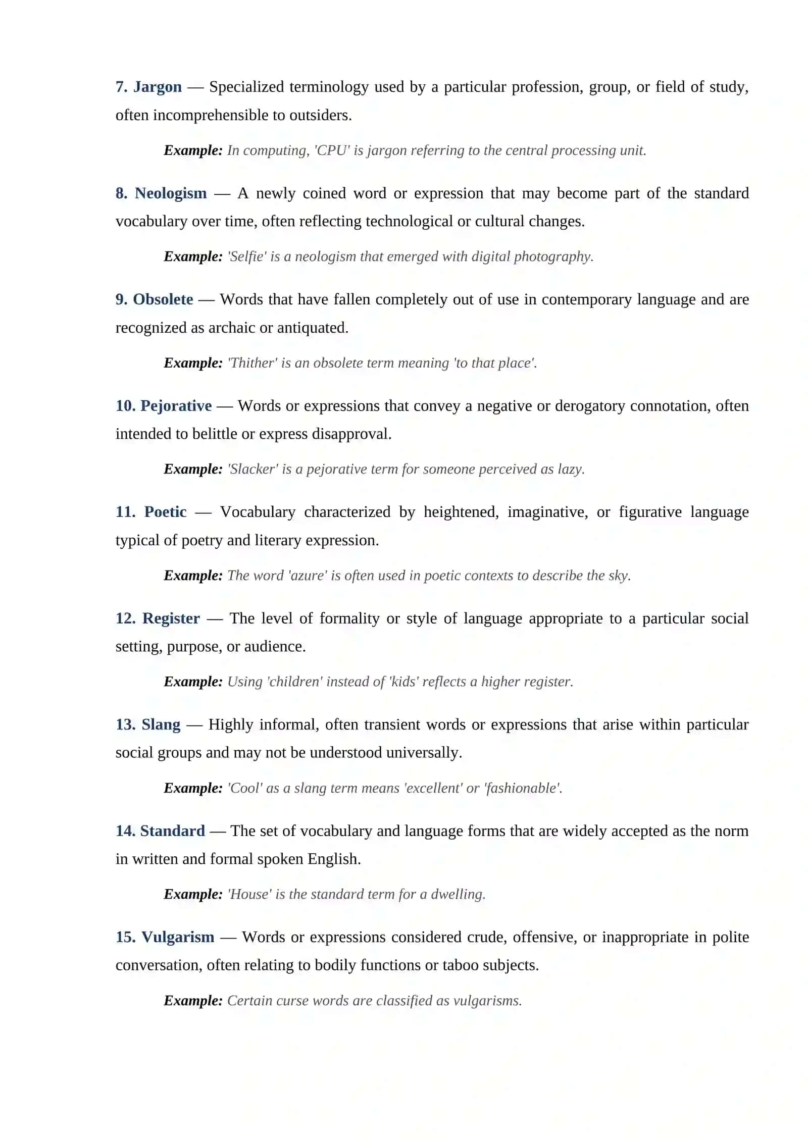 Glossary of Stylistic Classification of English Vocabulary 2