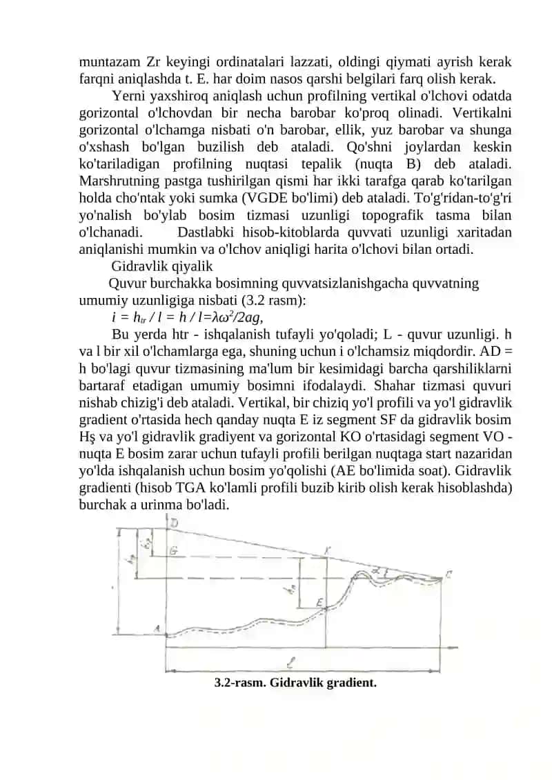QUVUR UZATMANING PROFILI BO‘YICHA HISOBI 2