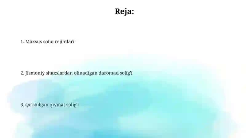 Maxsus soliq rejimlari 2