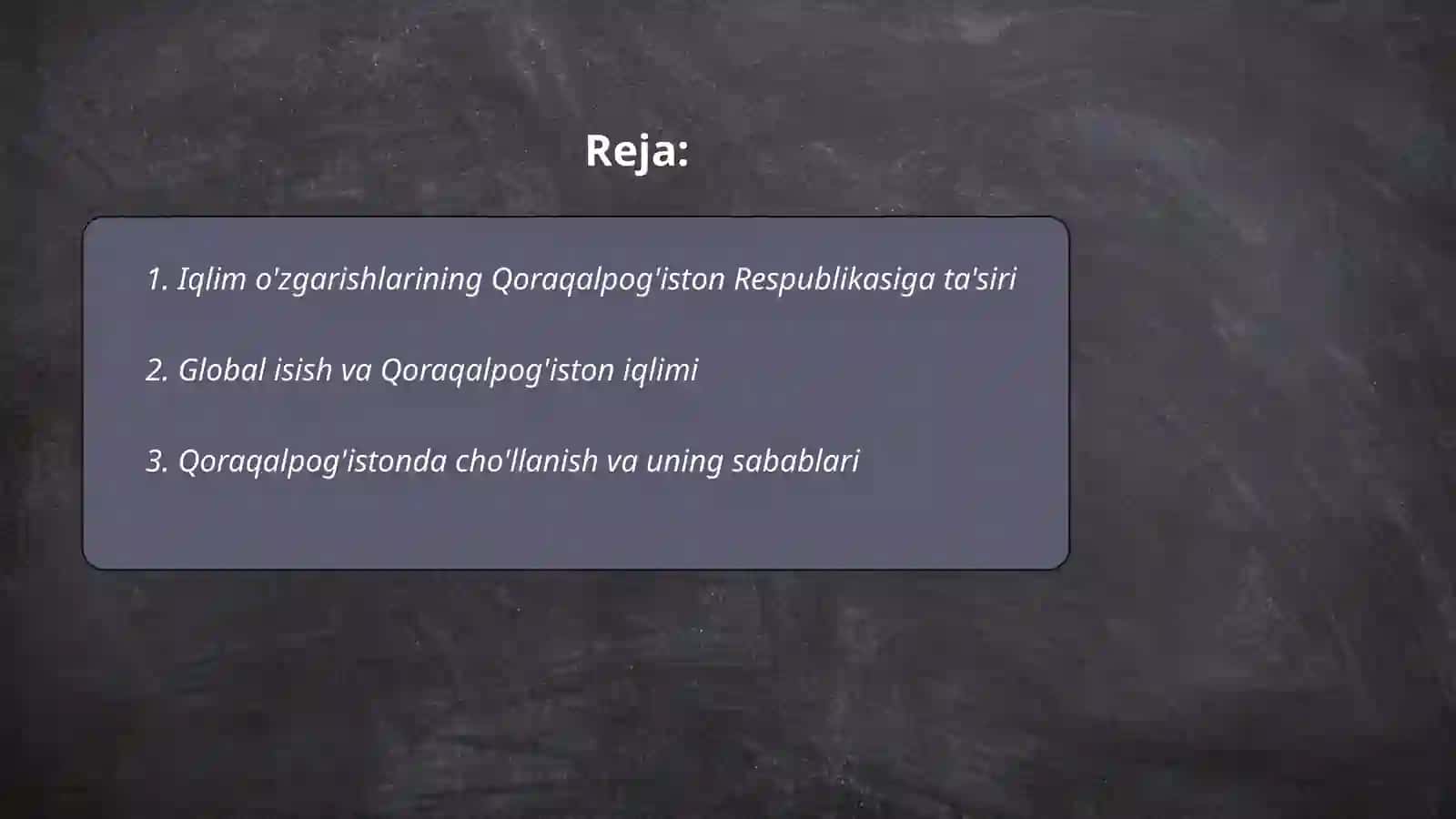 Iqlim o'zgarishlari va uning aholiga ta'sirining GAT tahlili 2
