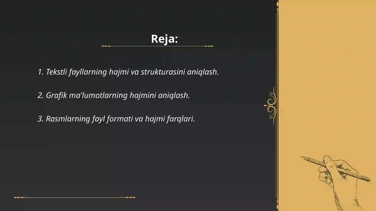 Tekstli,grafik,audio va video informatsiyalar hajmini aniqlash 2