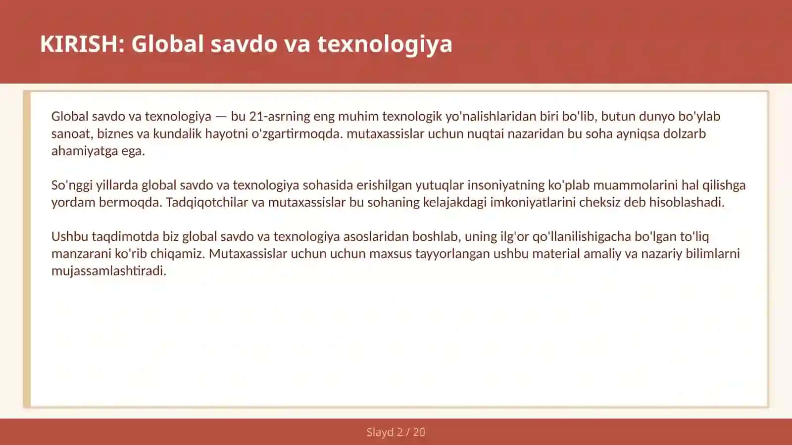 GLOBAL SAVDO VA TEXNOLOGIYA 2