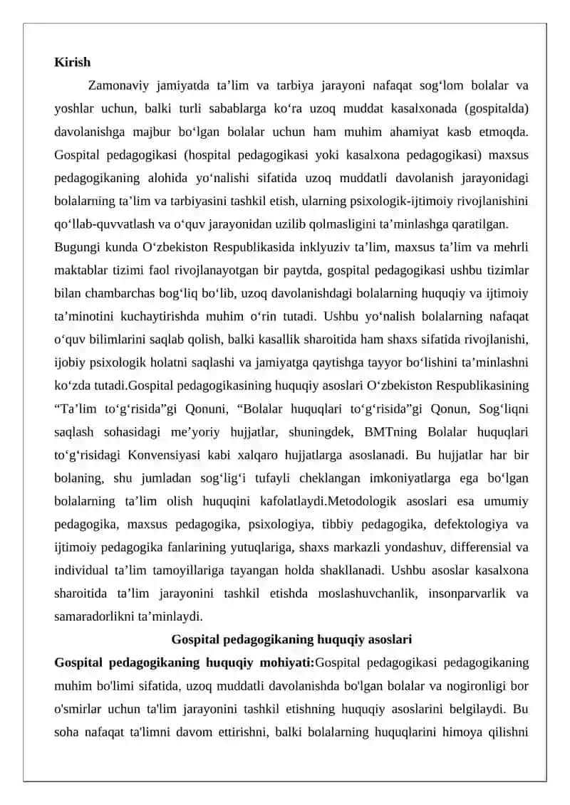 Gospital pedagogikaning huquqiy va metodologik asoslari 2