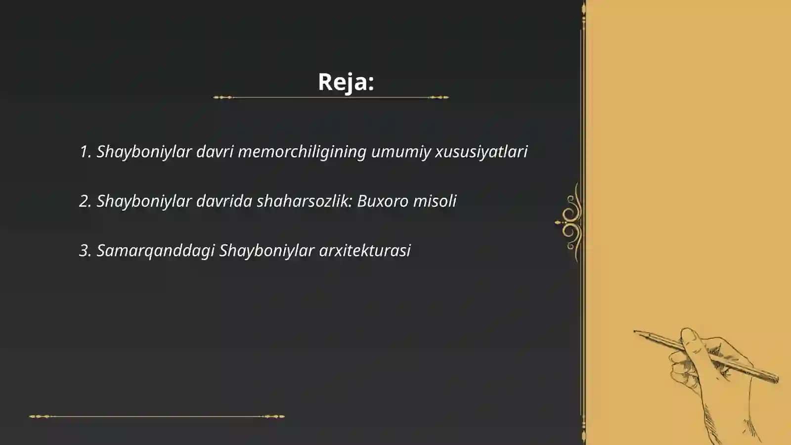 Shayboniylar davri memorchiligi va san'ati 2