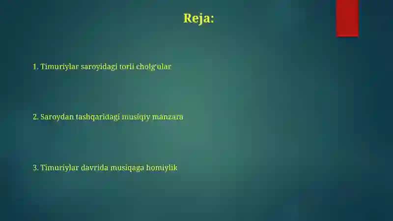 Amir Temurning musiqaga homiyligi 2