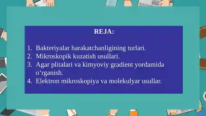 Bakteriyalar harakatchanligini oʻrganishusullari 2