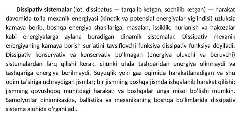 Dissipativ sistemalar 2