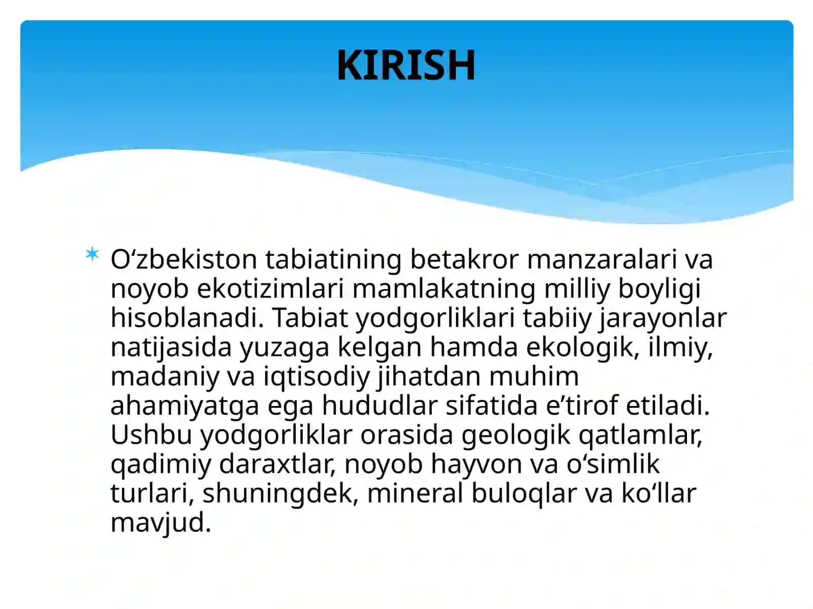 Oʻzbekiston Tabiat Yodgorliklari 2