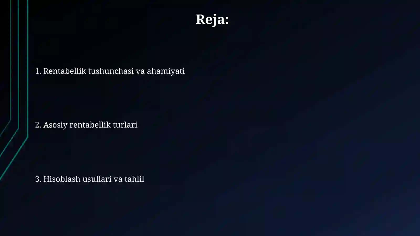 Rentabellik koʻrsatgichlari 2