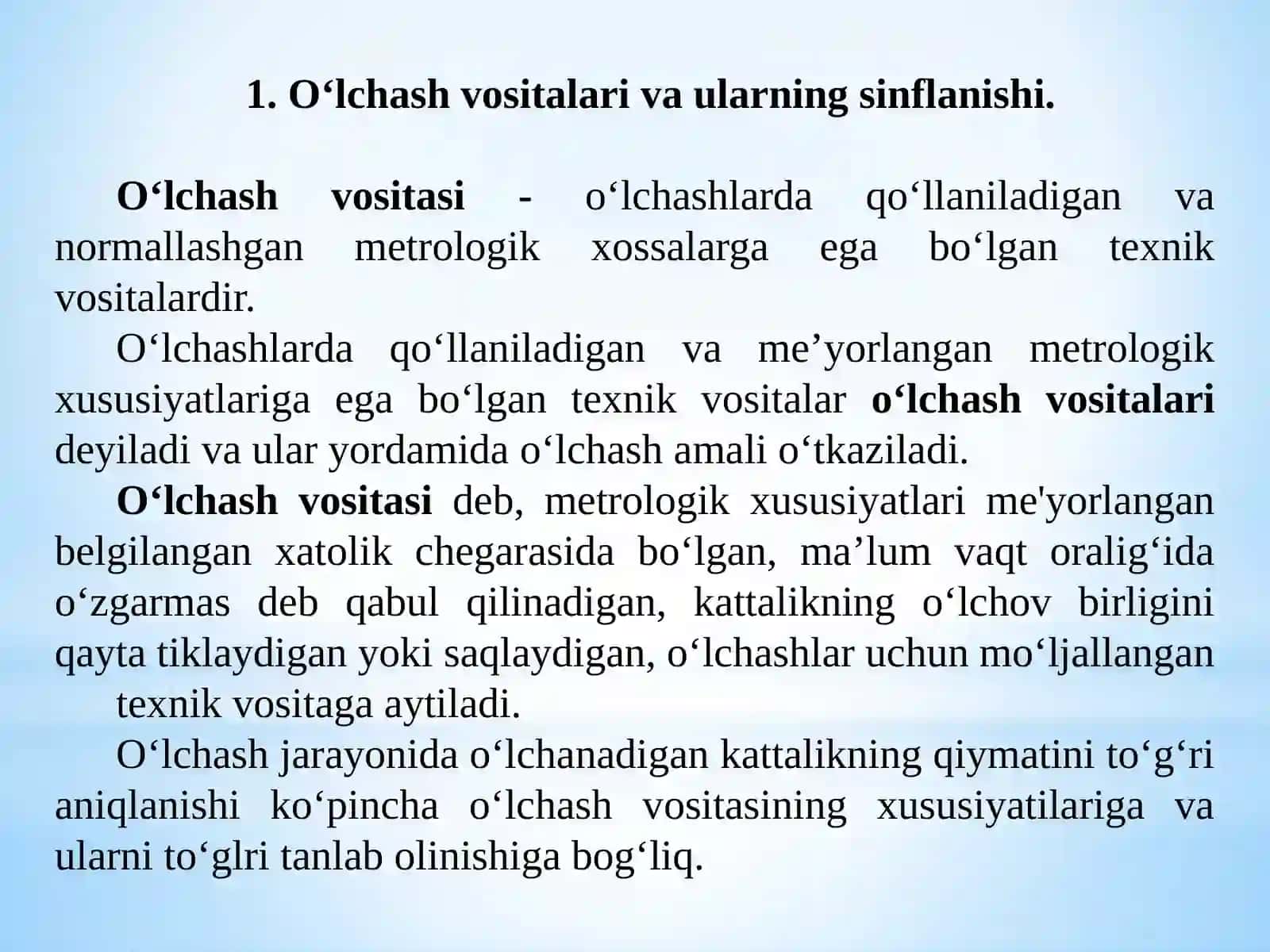 O‘LCHASH VOSITALARIVAULARNING TURLARI 2