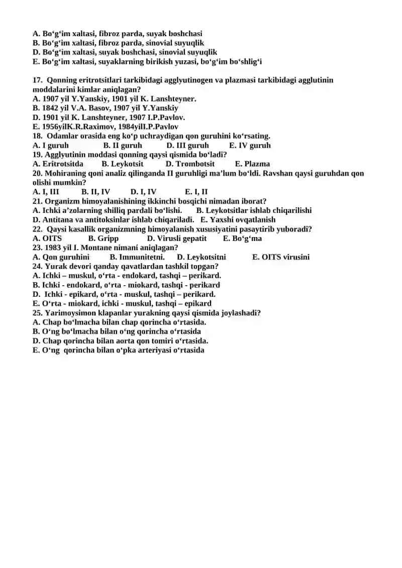 8-SINF UCHUN TEST SAVOLLARI 2