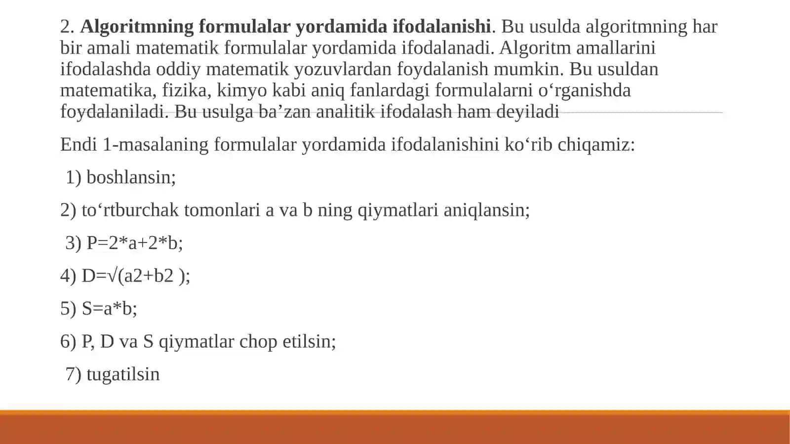 ALGORITM TURLARI VA TASVIRLASH USULLAR 2