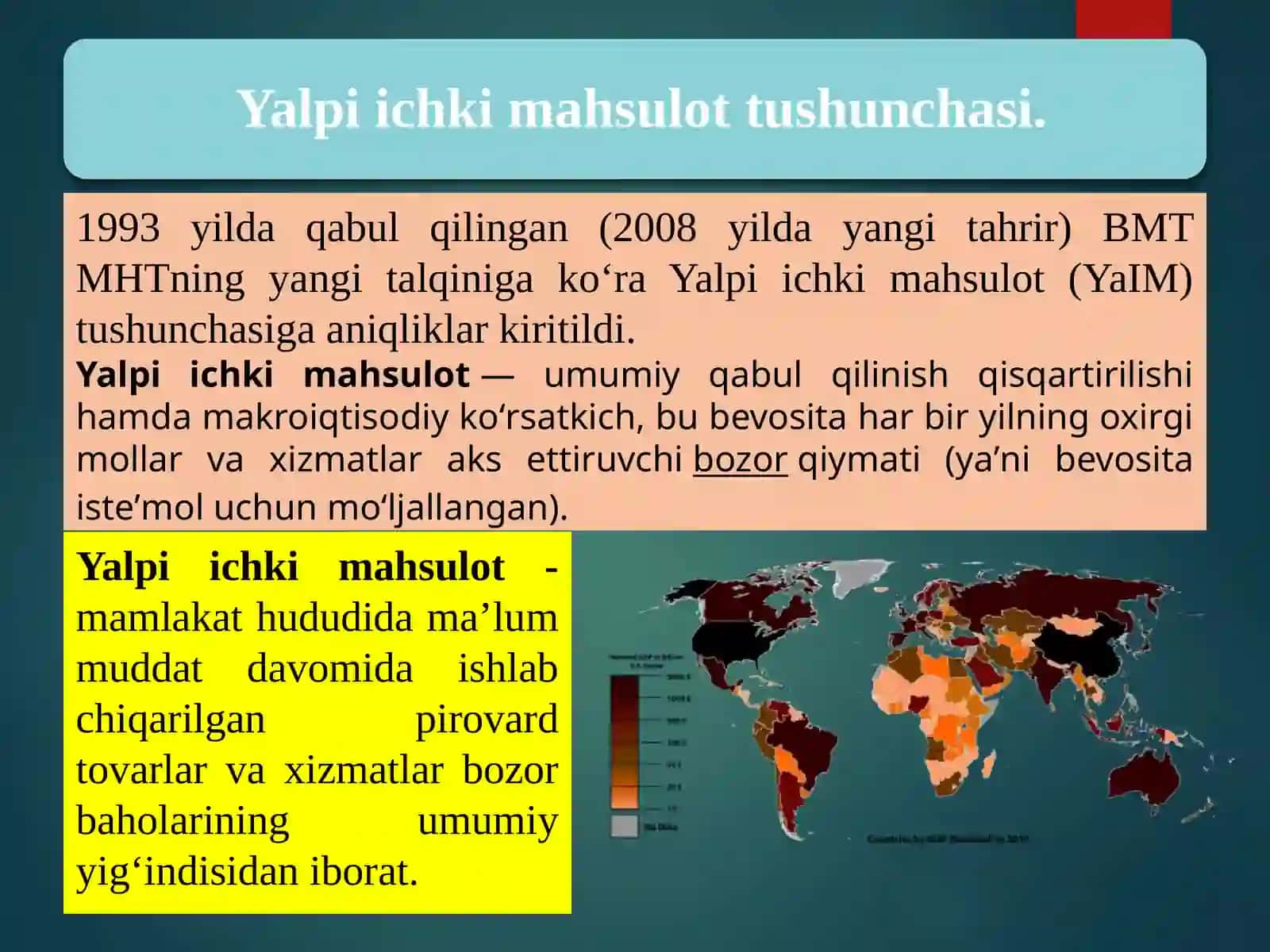 Yalpi ichki mahsulot (YaIM) va Yalpi milliy mahsulot (YaMM) 2