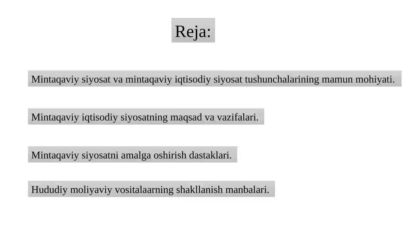 Mintaqaviy iqtisodiy siyosat 2