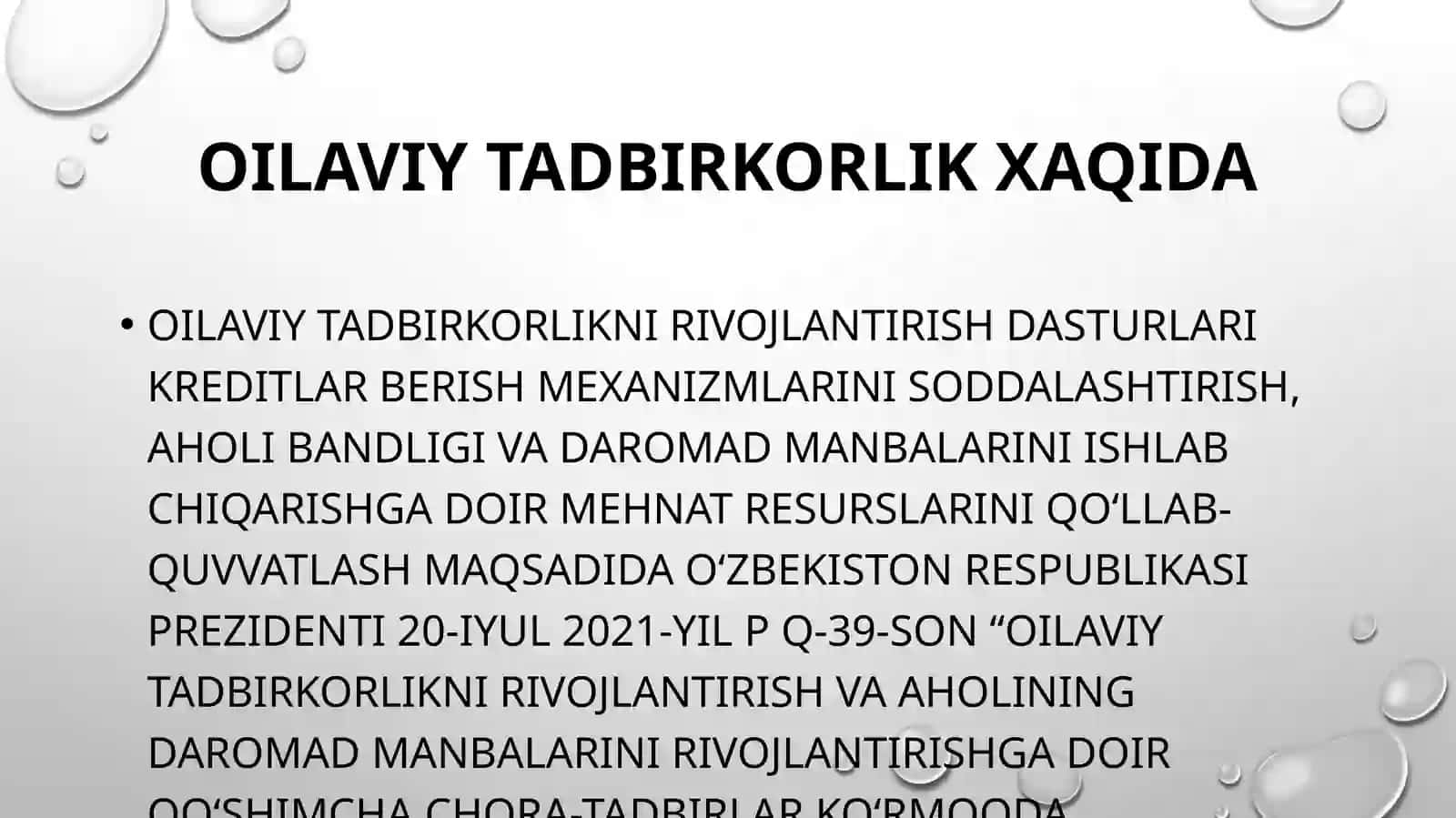 OILAVIY TADBIRKORLIK XAQIDA 2