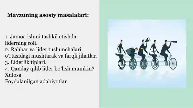 Xodimlar o'rtasida norasmiy liderlar 2