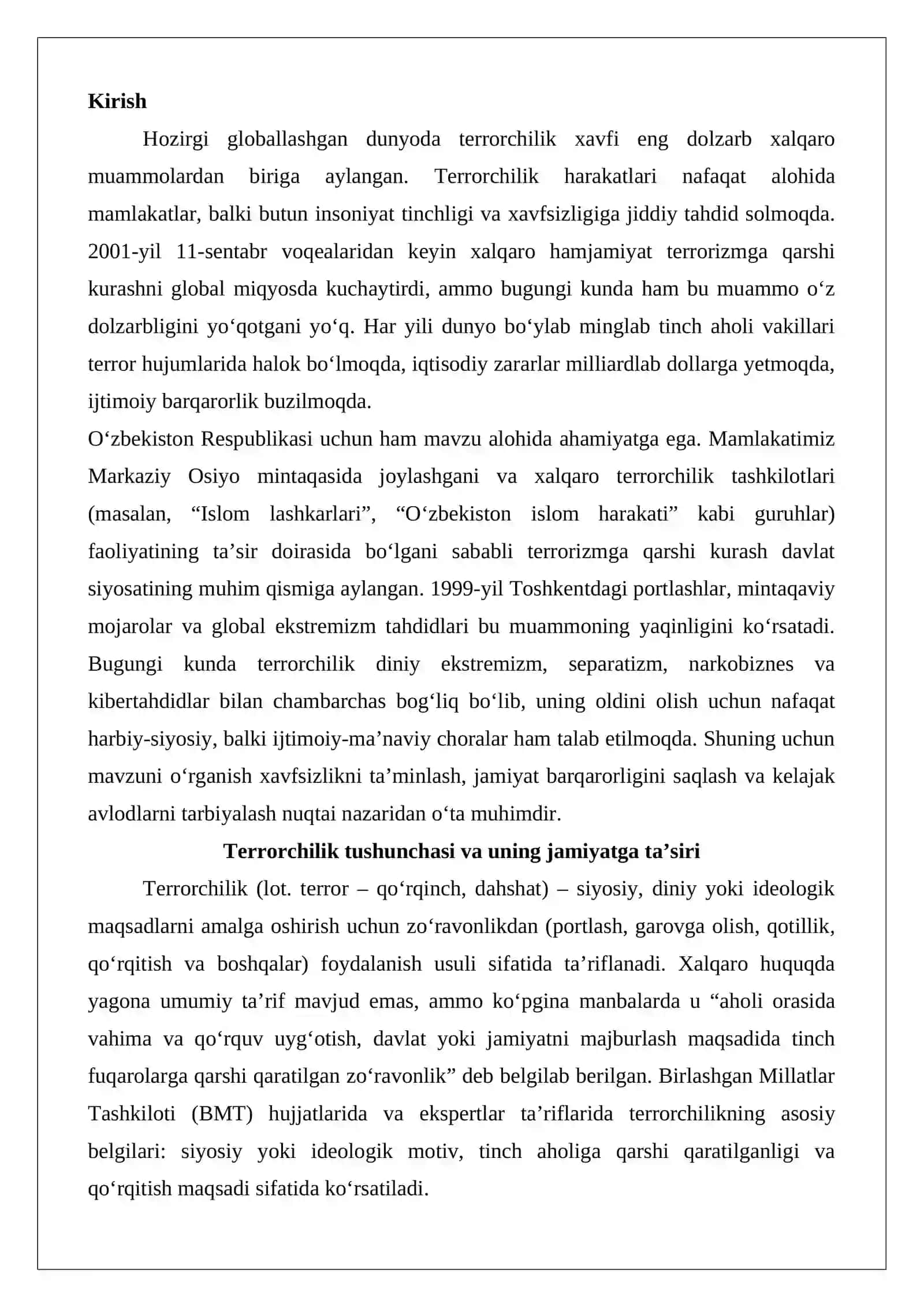 Terrorchilik harakatlarining vujudga kelish sabablari va tarixi 2