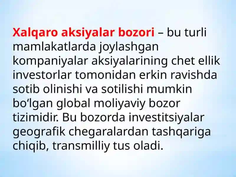 Xalqaro aksiyalar bozori 2