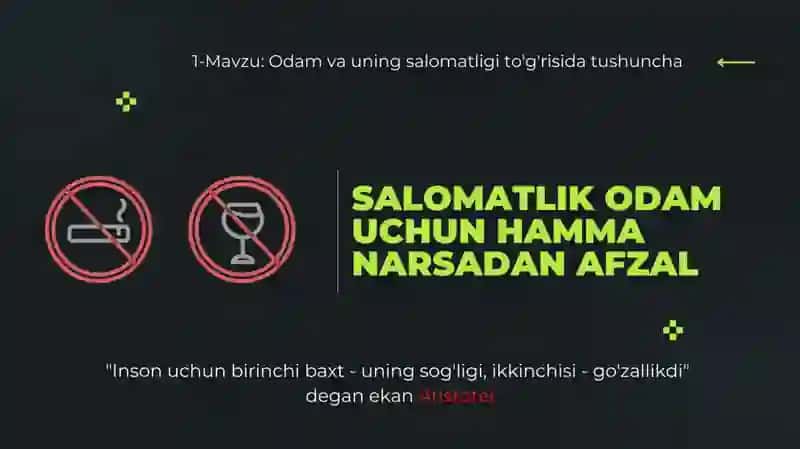 ODAM VA UNING SALOMATLIGI FANIGA KIRISH 2