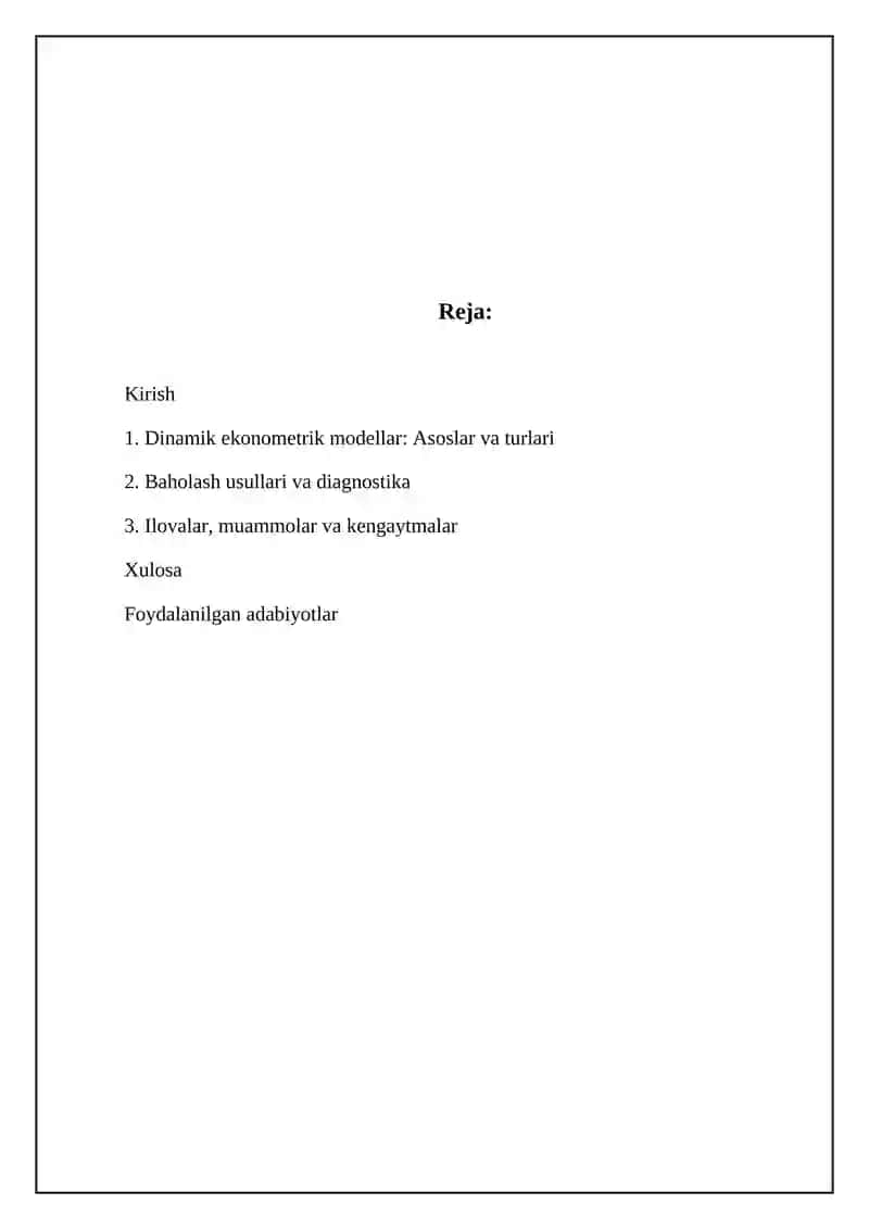 Dinamik ekonometrik modellardan foydalanish 2