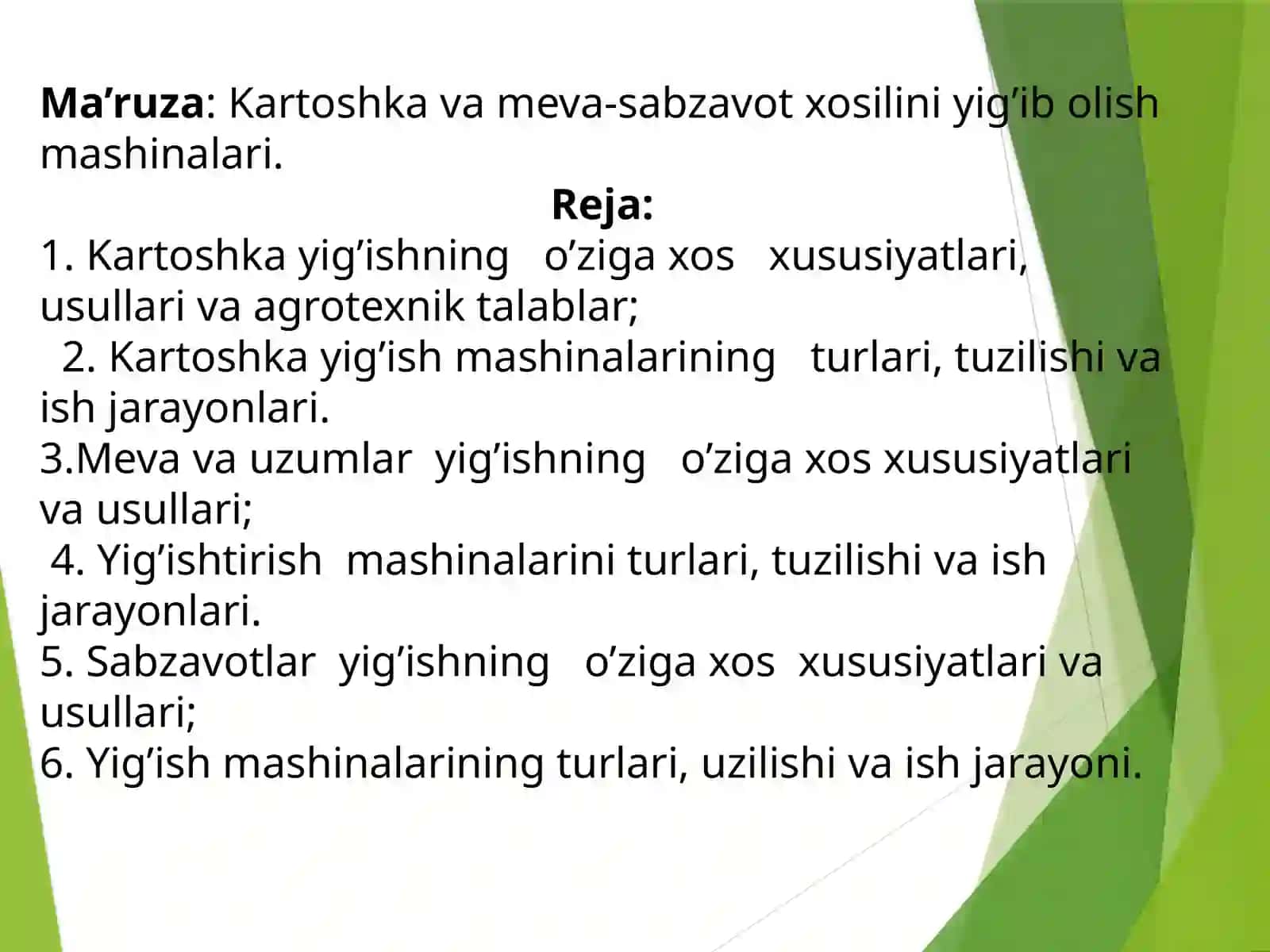 Kartoshka va meva-sabzavot yig'ib olish mashinalari 2