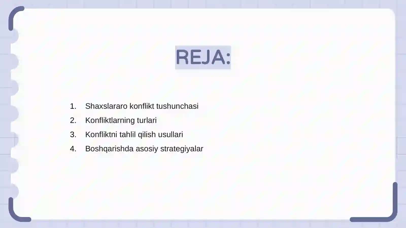 Shaxslararo konfliktni boshqarish sohasi va strategiyasining birligi 2