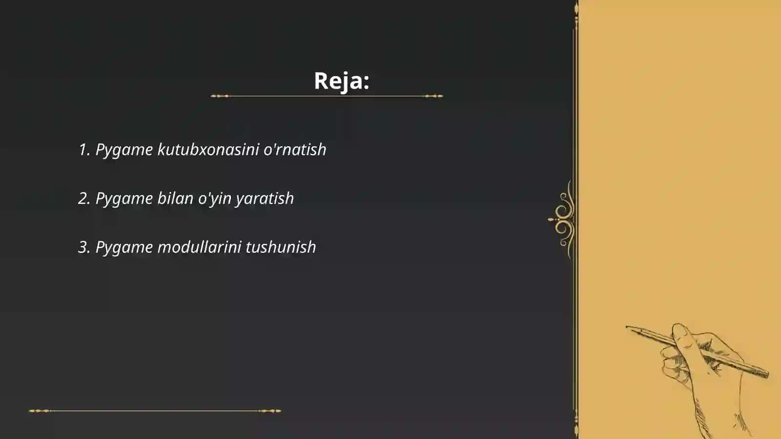 Pygame va pygame kutubxonasi 2