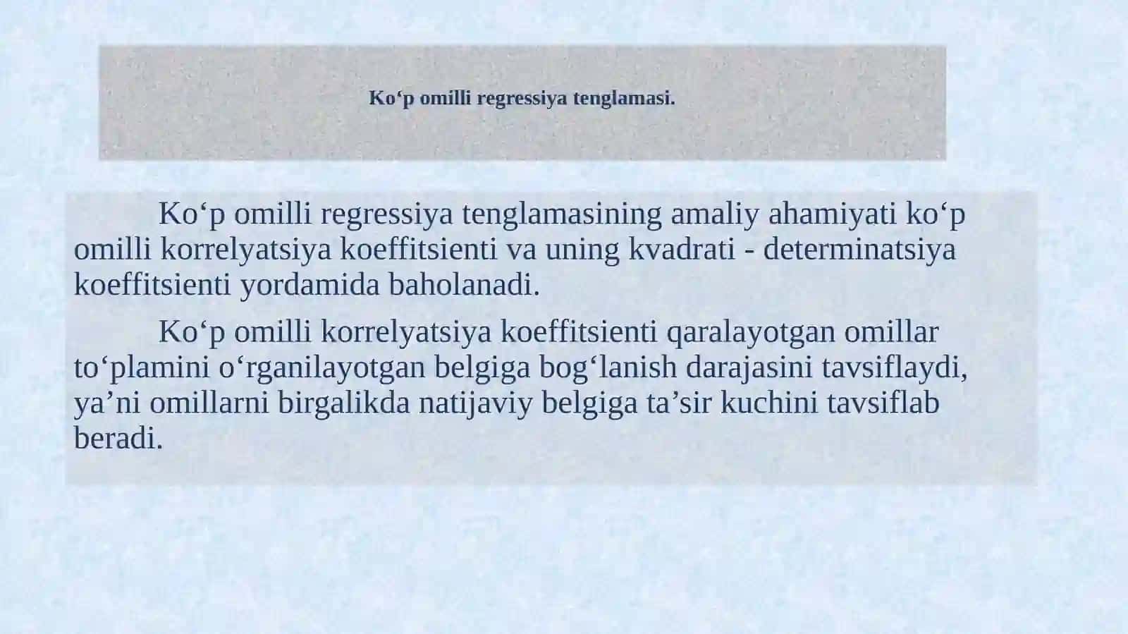 Ko’p omilli korrelyatsiya 2