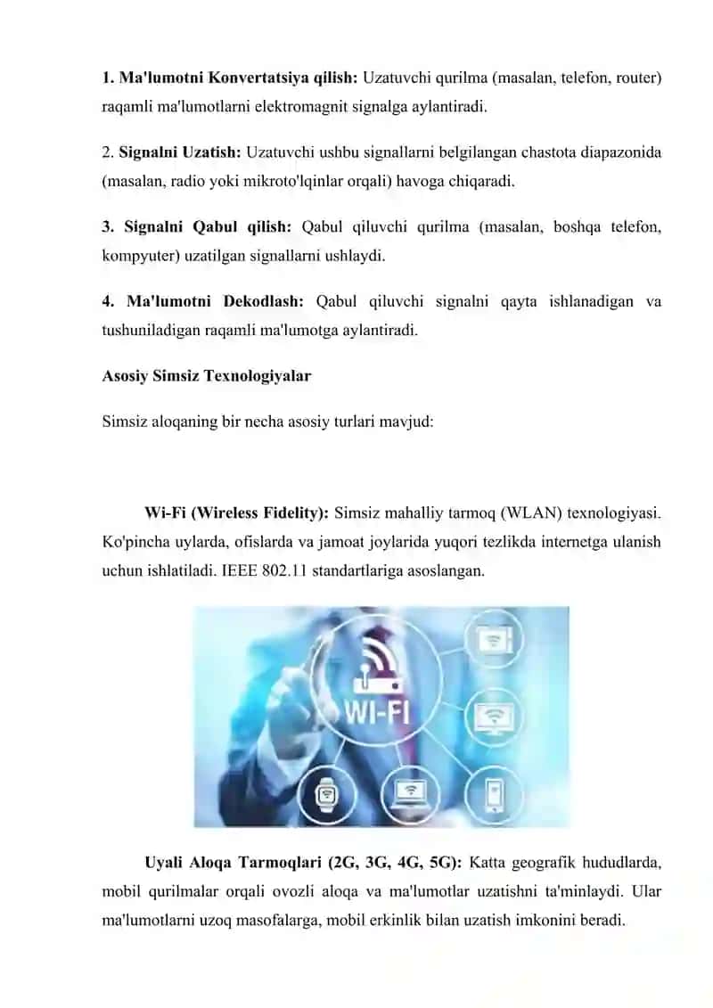 Simsiz Axborot Uzatish 2