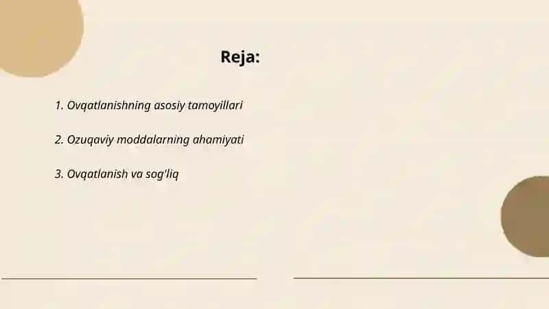 Ovqatlanishning ilmiy asoslari 2